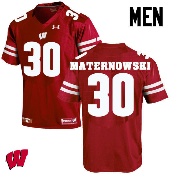 Men Wisconsin Badgers #30 Aaron Maternowski College Football Jerseys-Red